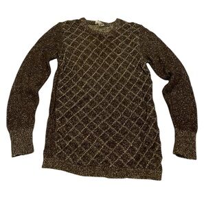 VINTAGE Mirella Knits Made in Italy Lurex Diamond Long Sweater Tunic Top XS